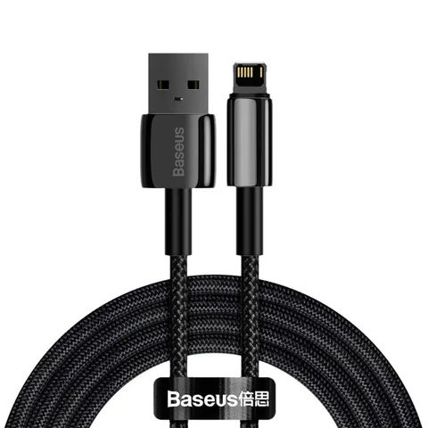 Кабель Baseus Tungsten Gold Fast Charging Data Cable USB to iP 2.4A 2m (CALWJ-A01) Black
