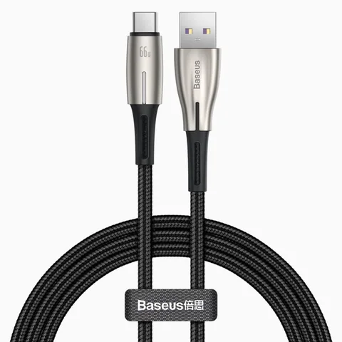 Кабель Baseus Water Drop-shaped Lamp SuperCharge Cable For Type-C 66W 1m (CATSD-M01) Black