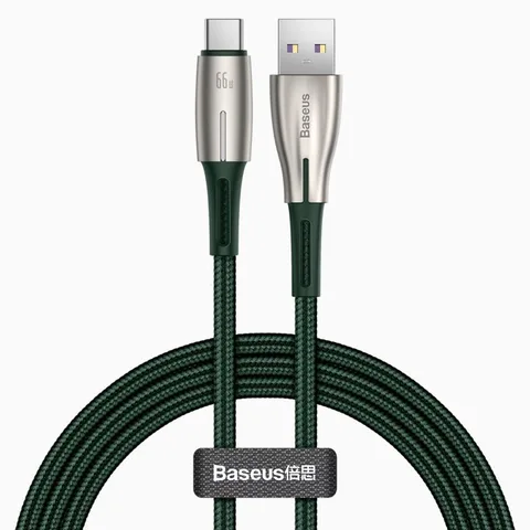 Кабель Baseus Water Drop-shaped Lamp SuperCharge Cable For Type-C 66W 1m (CATSD-M06) Green