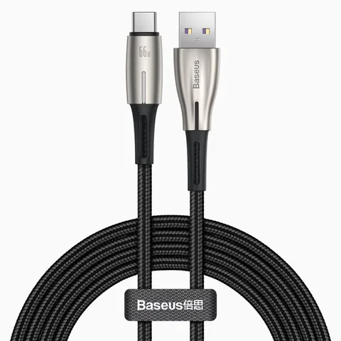 Кабель Baseus Water Drop-shaped Lamp SuperCharge Cable For Type-C 66W 2m (CATSD-N01) Black