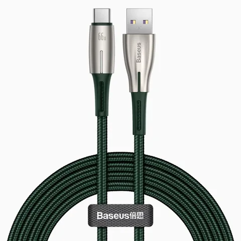 Кабель Baseus Water Drop-shaped Lamp SuperCharge Cable For Type-C 66W 2m (CATSD-N06) Green