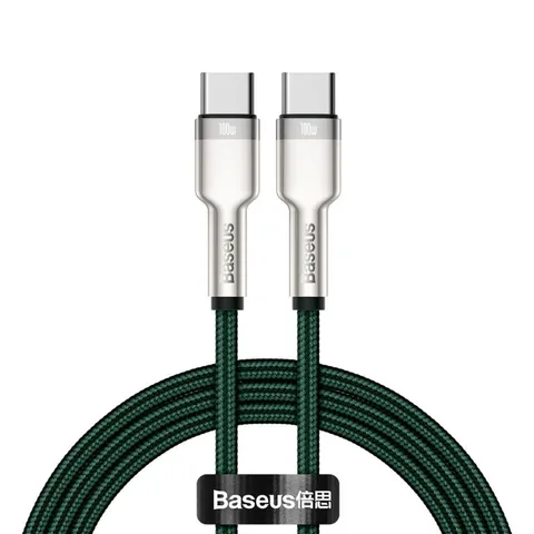 Кабель Baseus Cafule Series Metal Data Cable Type-C to Type-C 100W 1m (CATJK-C06) Green