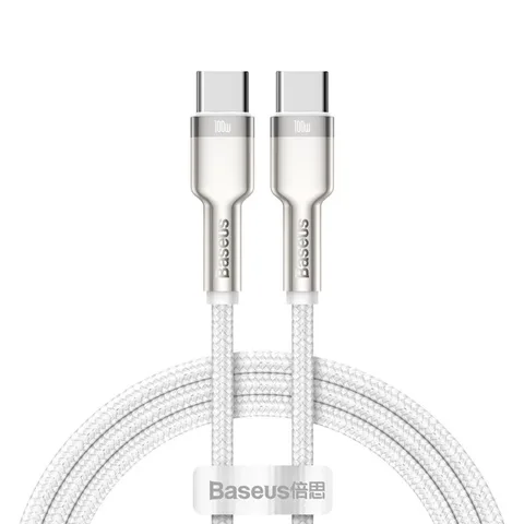Кабель Baseus Cafule Series Metal Data Cable Type-C to Type-C 100W 1m (CATJK-C02) White