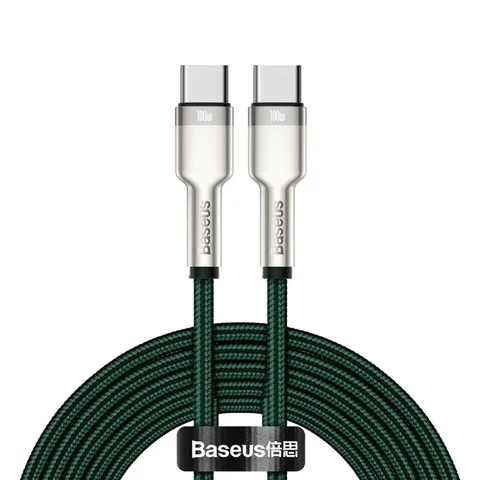 Кабель Baseus Cafule Series Metal Data Cable Type-C to Type-C 100W 2m (CATJK-D06) Green