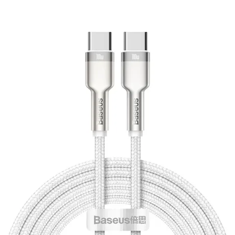 Кабель Baseus Cafule Series Metal Data Cable Type-C to Type-C 100W 2m (CATJK-D02) White