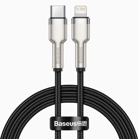 Кабель Baseus Cafule Series Metal Data Cable Type-C to iP PD 20W 1m (CATLJK-A01) Black