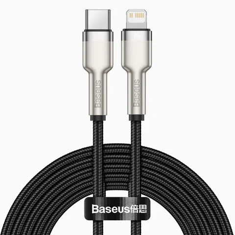 Кабель Baseus Cafule Series Metal Data Cable Type-C to iP PD 20W 2m (CATLJK-B01) Black