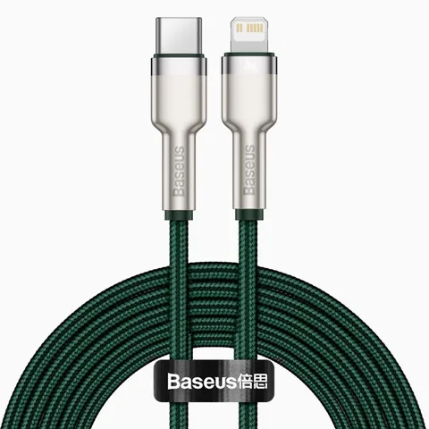 Кабель Baseus Cafule Series Metal Data Cable Type-C to iP PD 20W 2m (CATLJK-B06) Green