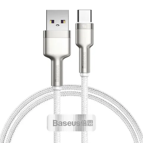 Кабель Baseus Cafule Series Metal Data Cable USB to Type-C 40W 1m (CATJK-A02) White