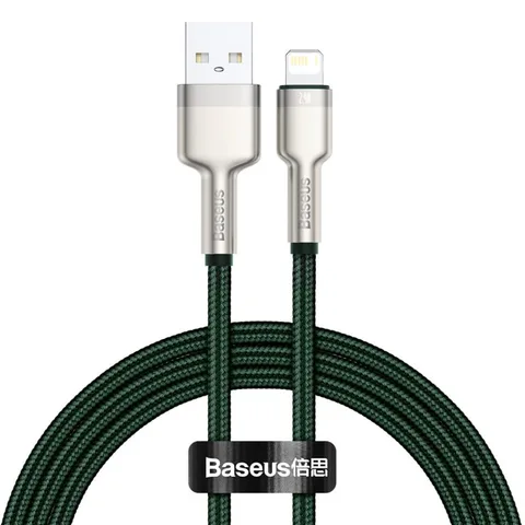 Кабель Baseus Cafule Series Metal Data Cable USB to IP 2.4A 1m (CALJK-A06) Green