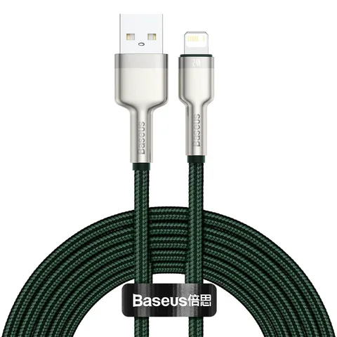 Кабель Baseus Cafule Series Metal Data Cable USB to IP 2.4A 2m (CALJK-B06) Green