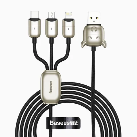 Кабель Baseus Year of the Ox One-for-three Data Cable USB For M+L+C 3.5A 1.2m (CAMLT-YE01) Black