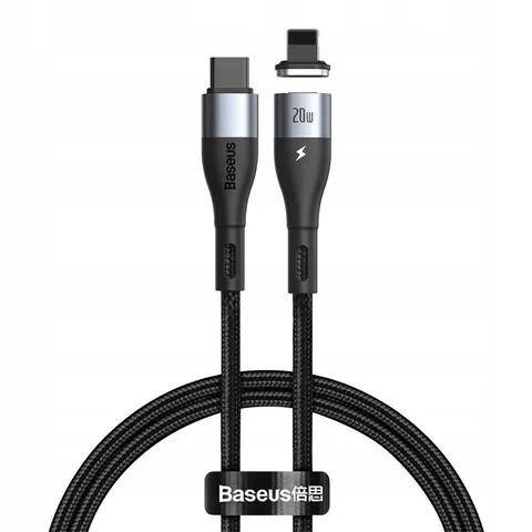 Кабель Baseus Zinc Magnetic Safe Fast Charging Data Cable Type-C to IP PD 20W 1m (CATLXC-01) Black
