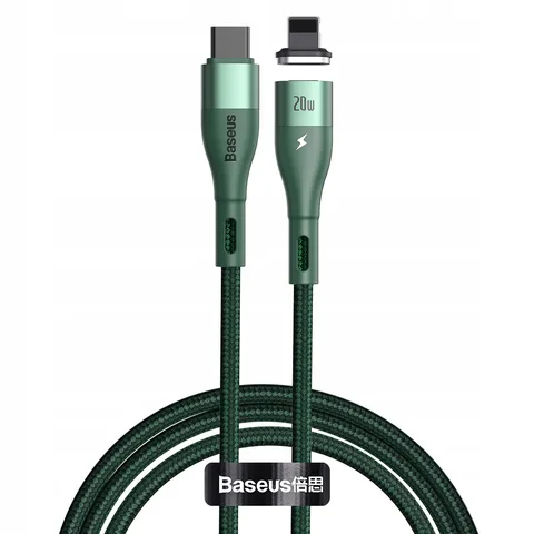 Кабель Baseus Zinc Magnetic Safe Fast Charging Data Cable Type-C to IP PD 20W 2m (CATLXC-A06) Green