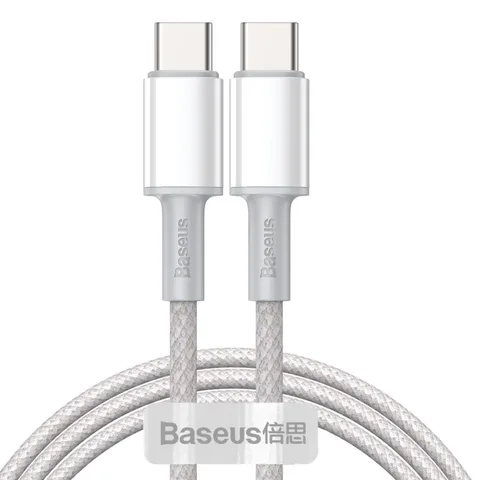 Кабель Baseus High Density Braided Fast Charging Data Cable Type-C to Type-C 100W 1m (CATGD-02) White