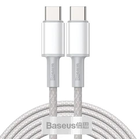 Кабель Baseus High Density Braided Fast Charging Data Cable Type-C to Type-C 100W 2m (CATGD-A02) White
