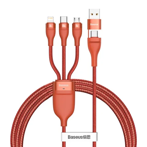 Кабель Baseus Flash Series Two-for-three Data Cable U+C to M+L+C 100W 1.2m (CA2T3-07) Orange