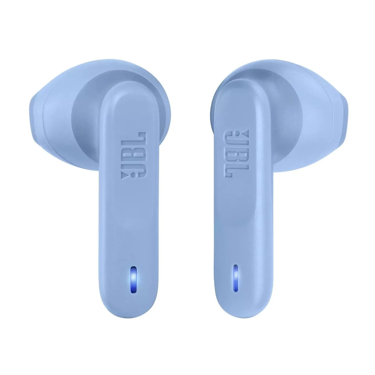 Наушники JBL Wave Flex TWS синие, два вкладыша с логотипом JBL и синими индикаторами на ножках