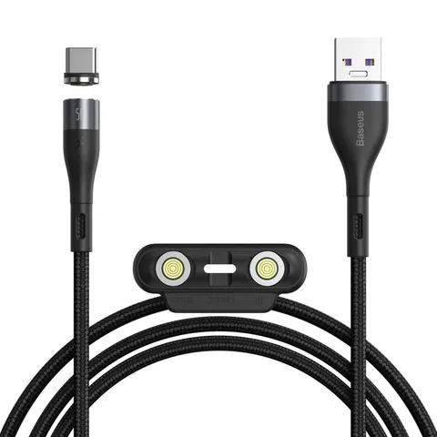 Кабель Baseus Zinc Magnetic Safe Fast Charging Data Cable USB to M+L+C 5A 1m (CA1T3-BG1) Gray+Black