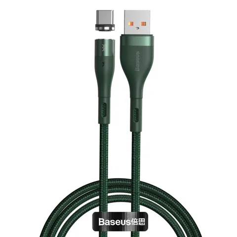 Кабель Baseus Zinc Magnetic Safe Fast Charging Data Cable USB to Type-C 3A 1m (CATXC-M06) Green