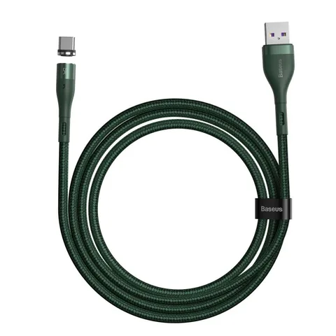Кабель Baseus Zinc Magnetic Safe Fast Charging Data Cable USB to Type-C 5A 1m (CATXC-N06) Green
