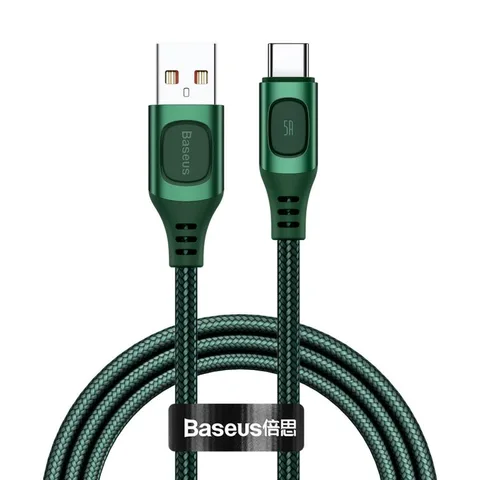 Кабель Baseus Flash Multiple Fast Charge Protocols Convertible Fast Charging Cable USB For Type-C 5A 1m (CATSS-A06) Green
