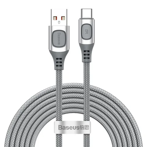 Кабель Baseus Flash Multiple Fast Charge Protocols Convertible Fast Charging Cable USB For Type-C 5A 2m (CATSS-B0S) Silver