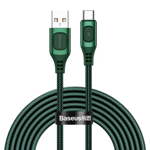 Кабель Baseus Flash Multiple Fast Charge Protocols Convertible Fast Charging Cable USB For Type-C 5A 2m (CATSS-B06) Green
