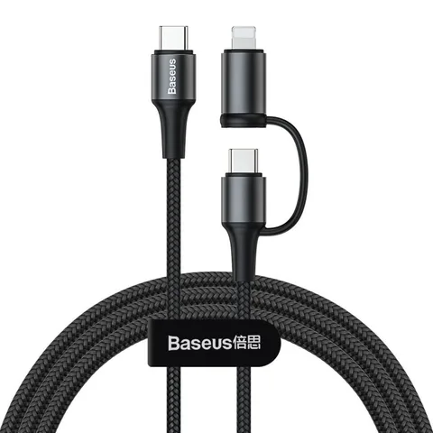 Кабель Baseus twins 2 in 1 Cable Type-C to Type-C 60W + iP1m (CATLYW-01) Black
