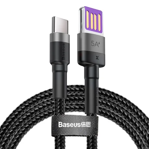 Кабель Baseus Cafule HW Quick Charging Data Cable USB Double-sided Blind Interpolation For Type-C 40W 1m (CATKLF-PG1) Gray black