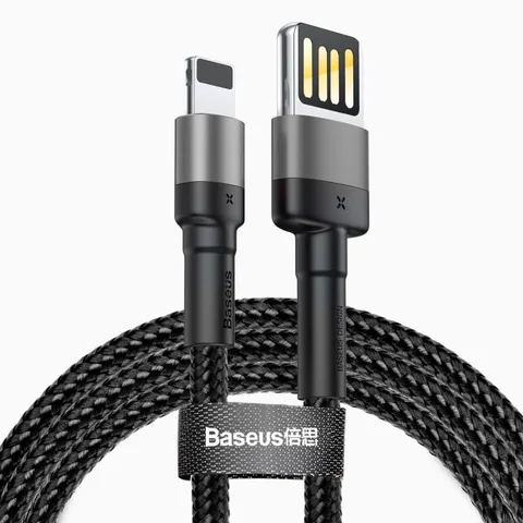 Кабель Baseus Cafule Cable (special edition) USB For iP 2.4A 1M (CALKLF-GG1) Grey+Black