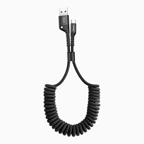Кабель Baseus Fish-eye Spring Data Cable USB For Type-C 2A 1M (CATSR-01) Black