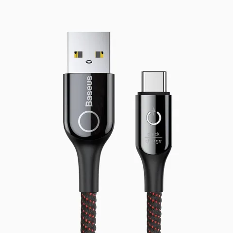 Кабель Baseus C-shaped Light Intelligent power-off Cable USB For Type-C 3A 1M (CATCD-01) Black