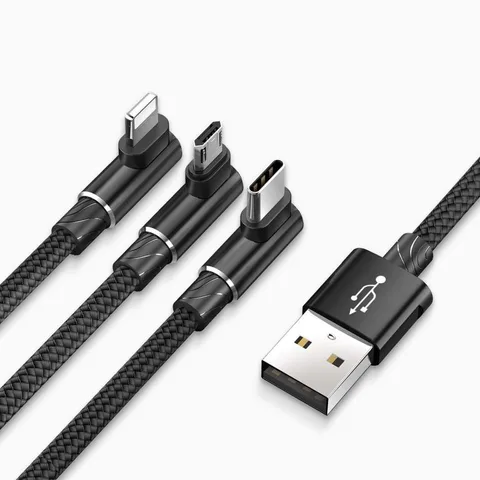 Кабель Baseus MVP 3-in-1 Mobile game Cable USB For M+L+T 3.5A 1.2M (CAMLT-WZ01) Black