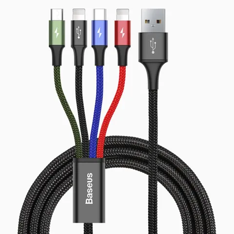 Кабель Baseus Fast 4-in-1 Cable For lightning(2)+Type-C+Micro 3.5A 1.2M (CA1T4-A01) Black
