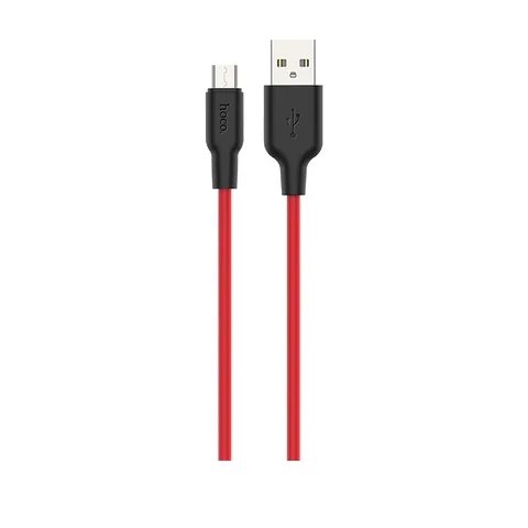 Кабель Hoco Plus Silicone Charging Data Cable For Micro (L=1M) (X21) Black&Red