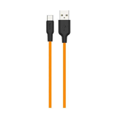 Кабель Hoco Plus Silicone Charging Data Cable For Type-C (L=1M) (X21) Black&Orange