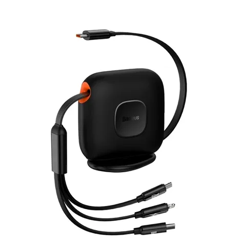 Кабель Baseus Traction Series Retractable 3-in-1 Fast Charging Cable Desktop Organizer Type-C to M+L+C 100W 1.7m (CAQY000001) Black