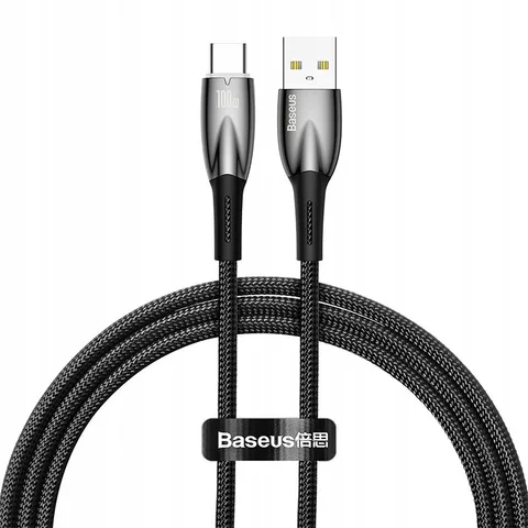 Кабель Baseus Glimmer Series Fast Charging Data Cable USB to Type-C 100W 1m (CADH000401) Black