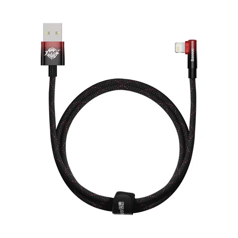 Кабель Baseus MVP 2 Elbow-Shaped Fast Charging Data Cable USB to iP 2.4A (CAVP000020) 1m Black+Red