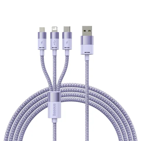 Кабель Baseus StarSpeed 1-for-3 Fast Charging Data Cable USB to M+L+C 3.5A (CAXS000005) 1.2m Purple