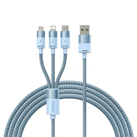 Кабель Baseus StarSpeed 1-for-3 Fast Charging Data Cable USB to M+L+C 3.5A (CAXS000017) 1.2m Blue