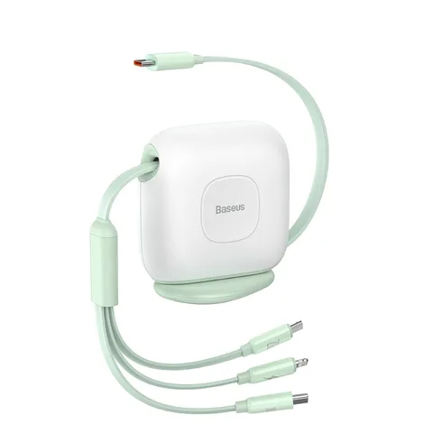 Кабель Baseus Traction Series Retractable 3-in-1 Fast Charging Cable Desktop Organizer Type-C to M+L+C 100W (CAQY000006) 1.7m Green