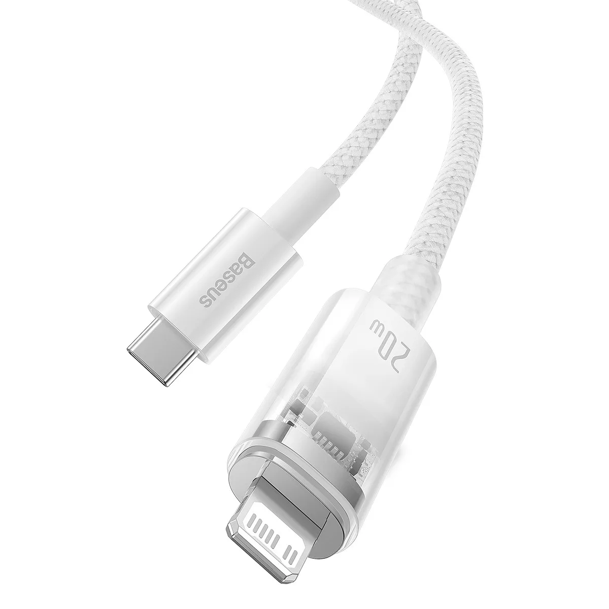 Кабель Baseus Explorer Series Fast Charging Cable with Smart Temperature Control Type-C to iP 20W (CATS010302) 2m White — фото 6