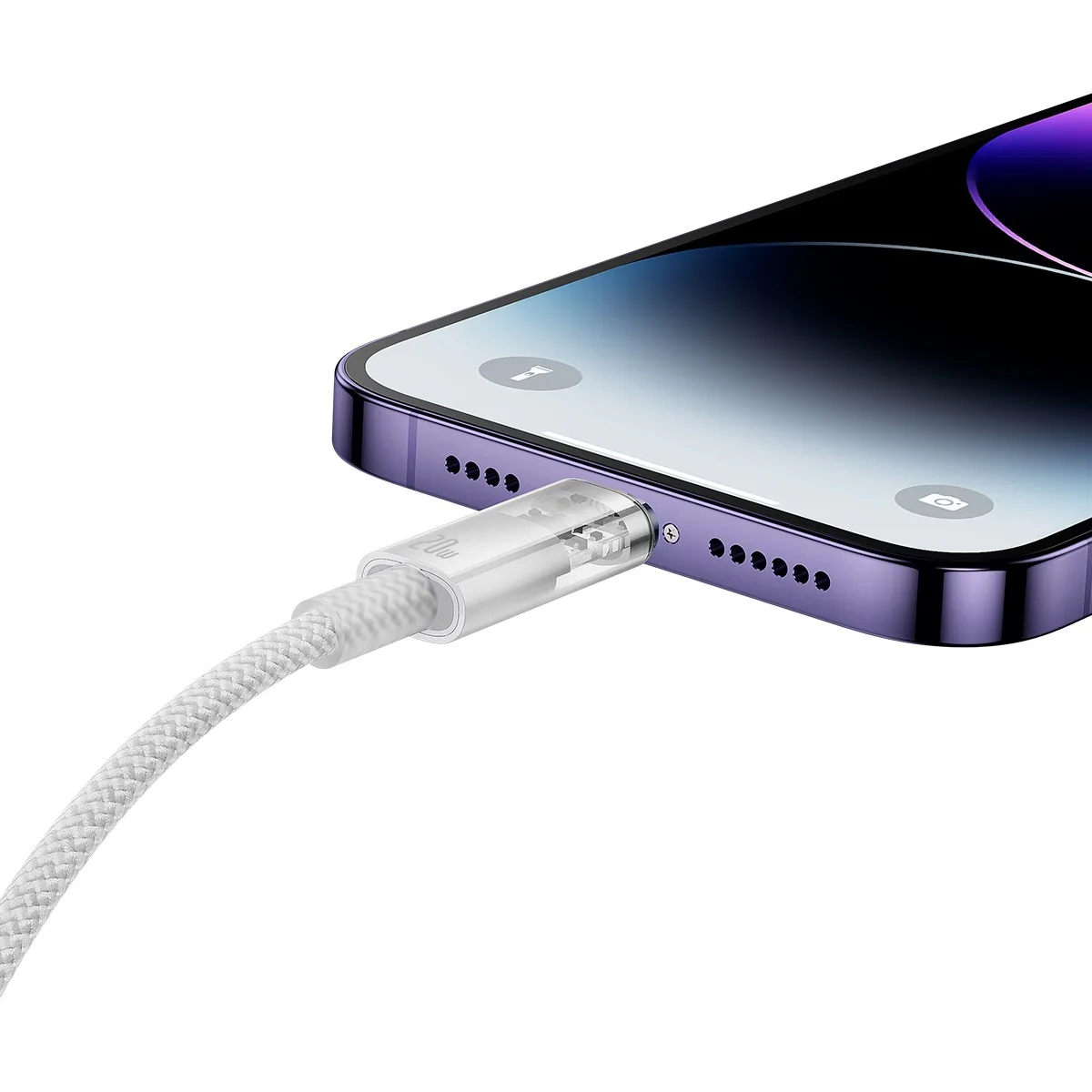 Кабель Baseus Explorer Series Fast Charging Cable with Smart Temperature Control Type-C to iP 20W (CATS010302) 2m White — фото 7
