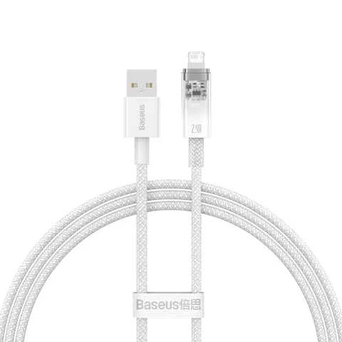 Кабель Baseus Explorer Series Fast Charging Cable with Smart Temperature Control USB to iP 2.4A (CATS010002) 1m White
