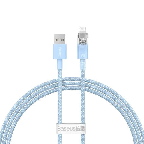 Кабель Baseus Explorer Series Fast Charging Cable with Smart Temperature Control USB to iP 2.4A (CATS010003) 1m Blue