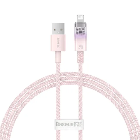 Кабель Baseus Explorer Series Fast Charging Cable with Smart Temperature Control USB to iP 2.4A (CATS010004) 1m Pink