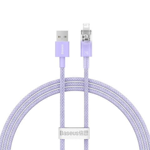 Кабель Baseus Explorer Series Fast Charging Cable with Smart Temperature Control USB to iP 2.4A (CATS010005) 1m Purple