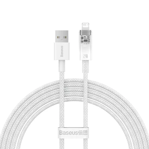 Кабель Baseus Explorer Series Fast Charging Cable with Smart Temperature Control USB to iP 2.4A (CATS010102) 2m White